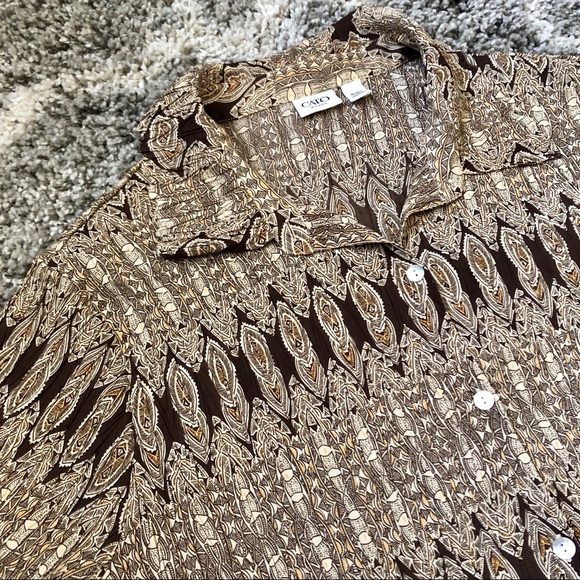 3/$15 Cato Women’s Crepe Button Down Shirt- Brown - Picture 3 of 6